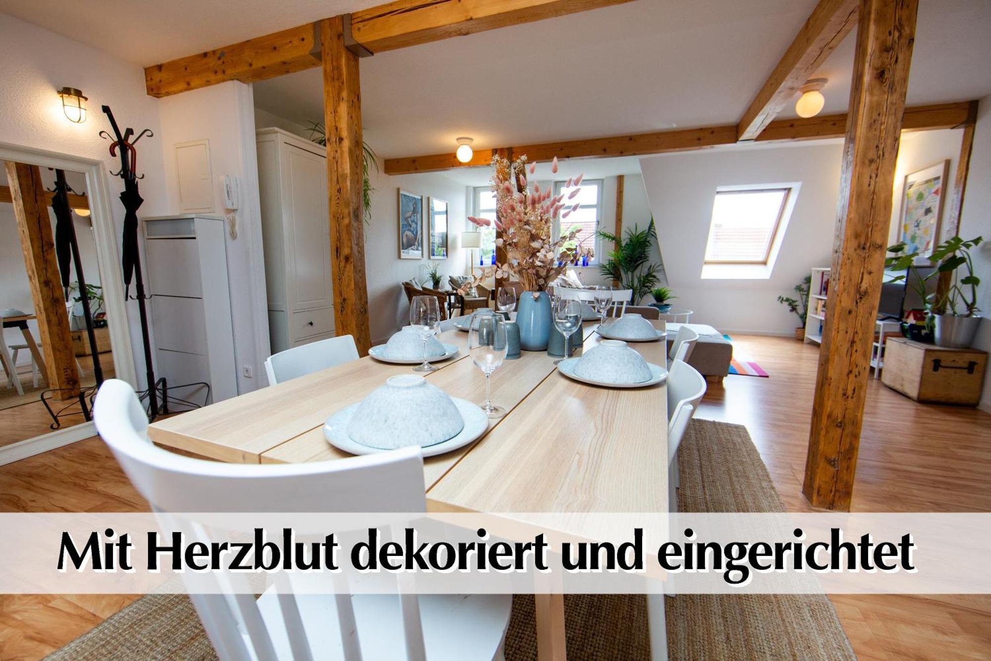 Helles 80m2 Maisonette-loft Mit Balkon, Kingsize Bett, Smart-tv, Etc Apartment Erfurt