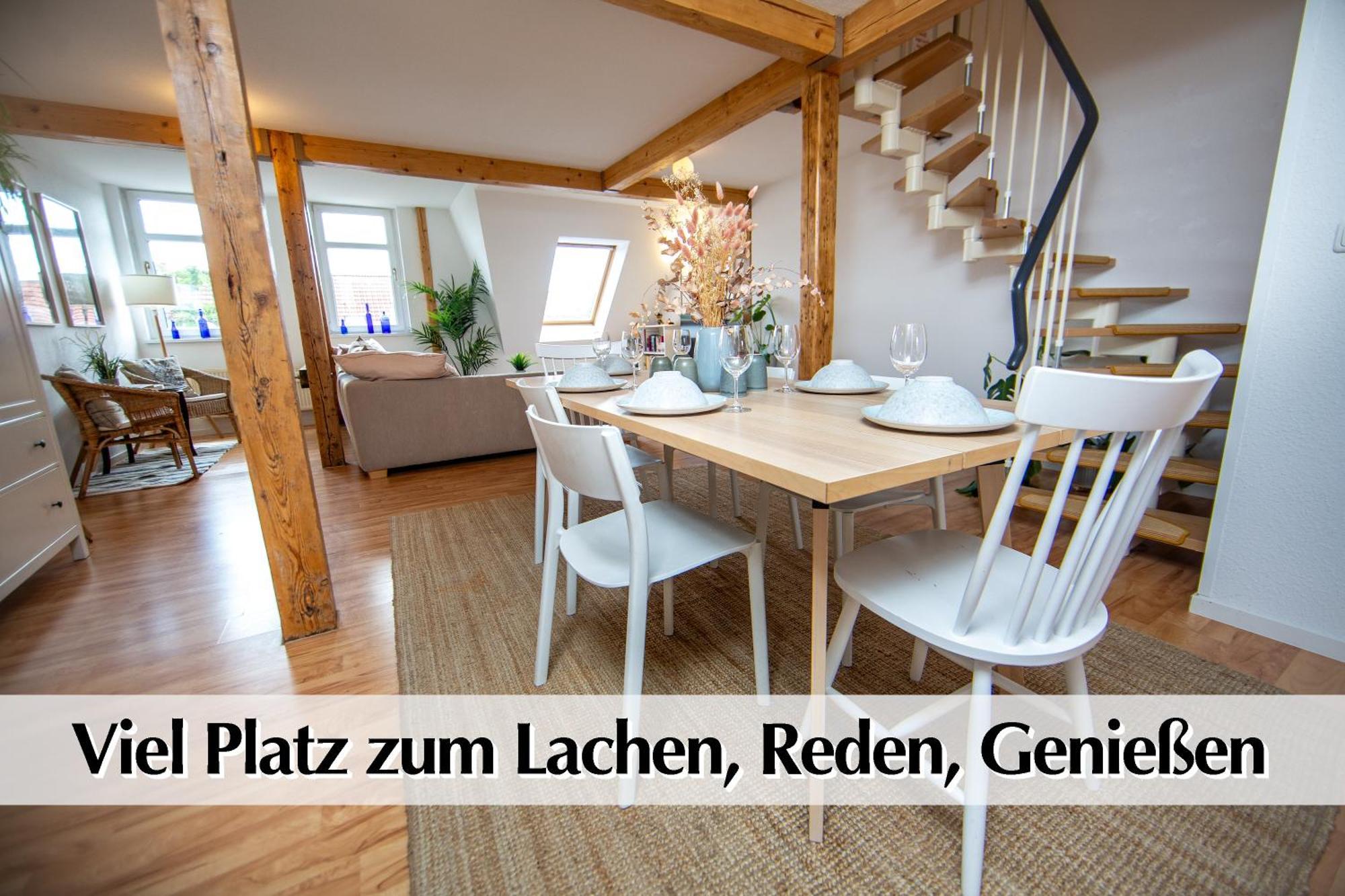 Helles 80m2 Maisonette-loft Mit Balkon, Kingsize Bett, Smart-tv, Etc Erfurt