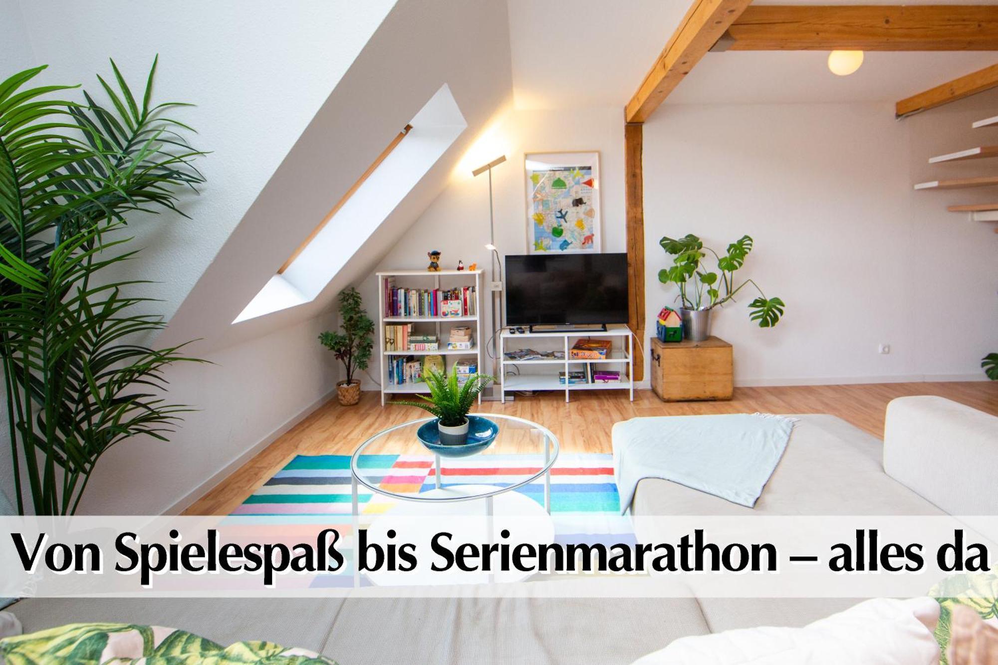 Helles 80m2 Maisonette-loft Mit Balkon, Kingsize Bett, Smart-tv, Etc Erfurt