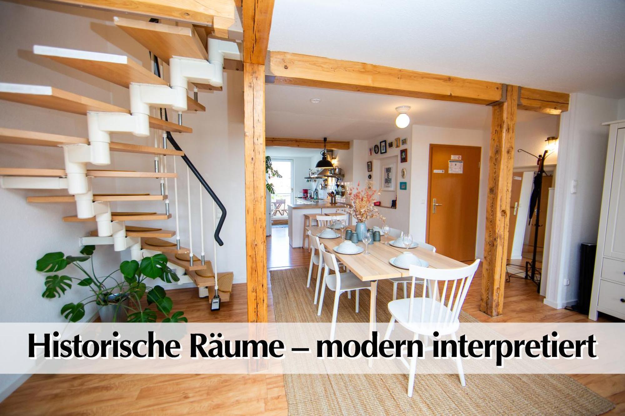 Helles 80m2 Maisonette-loft Mit Balkon, Kingsize Bett, Smart-tv, Etc * Erfurt
